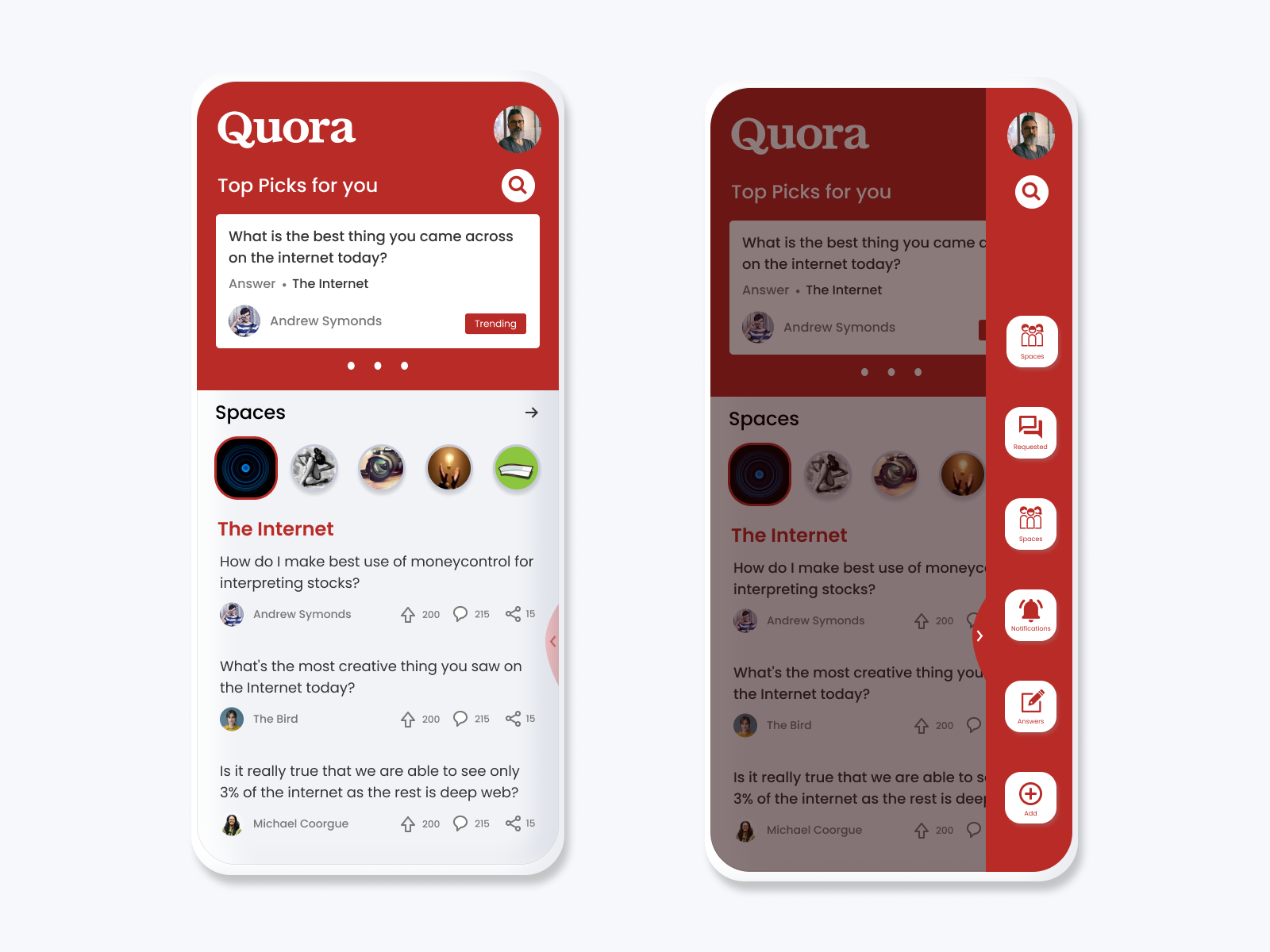 Quora App Redesign concept by Muajeez Aafaque on Dribbble