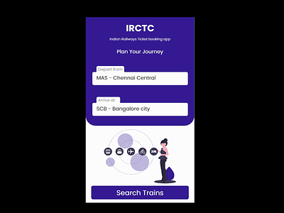 IRCTC Booking Application app booking branding cards design dribbble best shot illustration profile ui ux website