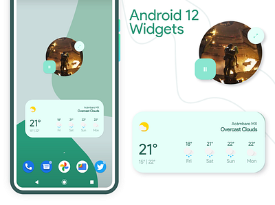 Widgets Android 12 Style android android app android design app design kwgt mobile music weather widget