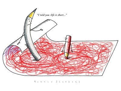 Life is short! cartoon drawing editorial life pencil silly