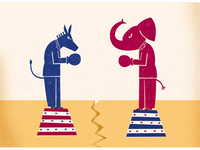 American Elections america democrat donkey elections elephant fight illustration president republican us usa