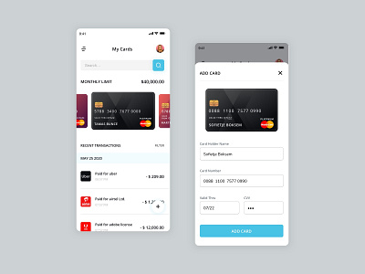 My Credit/Debit Card Listing add cards card card design cards ui credit card debitcard flatdesign ios app design minimalist product designs uiux design uiuxdesigner