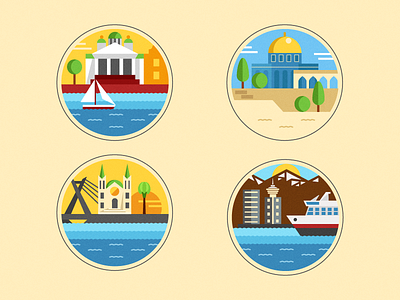 City Icons brasil canada city flat frisco globe helsinki icon round sea vector world