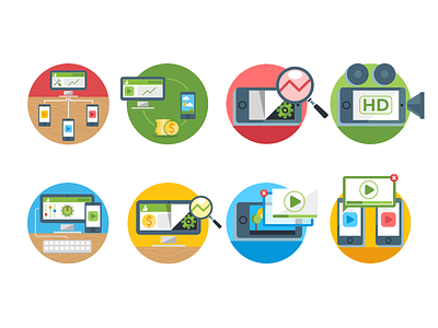 Product Icons chartboost dashboard flat iphone product vector video