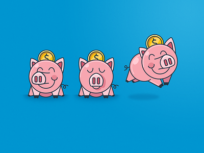 Piggies bacon coins flat pig piglet vector