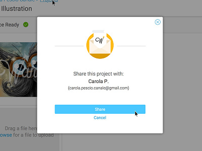 Share with Client Popup confirm design email form interface modal popup ui user experience ux wander web
