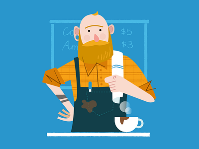 The Barista americano barista bear caffe coffee hipster lumberjack mocha orange starbucks vector illustration