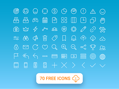 70 Free All Purpose Line Icons ai downloadable free freebie icon icon pack iconography icons ui web website
