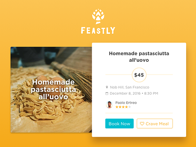 Feastly Meal Card app card feastly food meal product startup ui ux