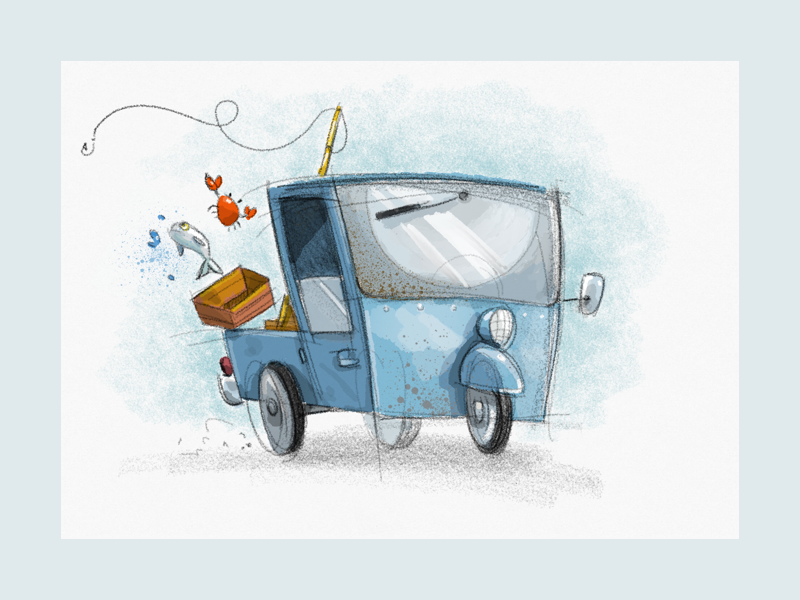 Vehicle Doodle sketching sketches fishing ipad pro art illustration ipadproart ipadpro vehicle car