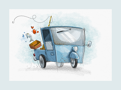 Vehicle Doodle car fishing illustration ipad pro art ipadpro ipadproart sketches sketching vehicle