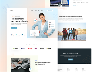 TransRemit landing page design - full view about us blog branding color design finance web design get started landing page design minimal web design partner pricing rating transaction video web design web design company web ui website design