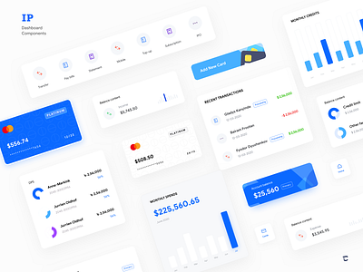 IP Banking dashboard Components account banking dashboard branding cards ui component dashboard components dashboard design dashboard ui design design system element finance dashboard minimal minimal dashboard ux web app design widgets