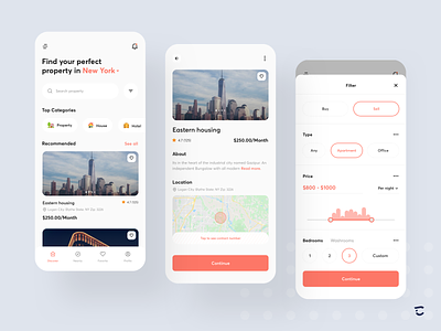 Find your property app design concept apartment app design architecture buy filter grid view hire home hotel house list view location minimal mobile office property app design property type sell tenant ux