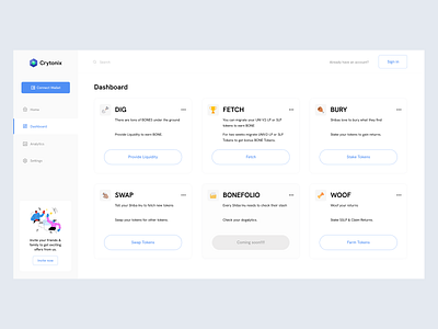 Crytonix dashboard design part 2 app design bitcoin blockchain bonefolio bury crypto wallet dashboard design dig dogecoin ethereum fetch leash minimal nft shiba inu swap tokens uniswap web design woof