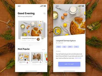 Food app exploration add to cart app app design exploration food app food rating app food recipe app ios app minimal app mobile app design online order recipe app restaurant app search ui