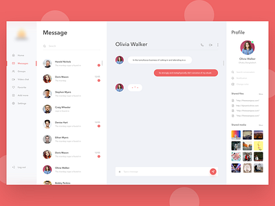 Messaging Dashboard exploration call dashboard dashboard flat design dashboard ui exploration link media message app messaging app dashboard messaging app messaging dashboard minimal profile statistics video call web app web design