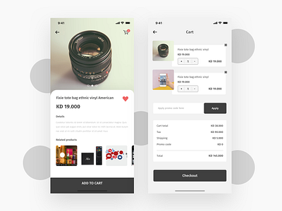 Ecommerce app Concept add to cart android app design app app design checkout page concept app coupon ecommerce app exploration favorite invitation invite ios app design minimal mobile app design promo code single product