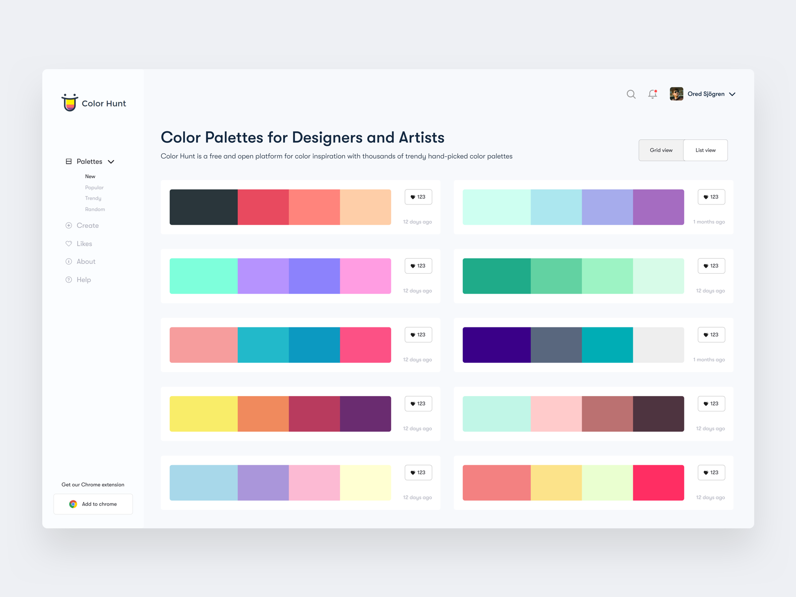 Color Palettes for Designers and Artists - Color Hunt