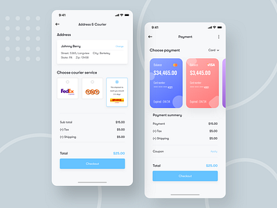 Delivery Service & Payment method app address app app design card color concept courier courier app design exploration illustration ios app minimal minimal app payment app payment method ui ux virtual web app