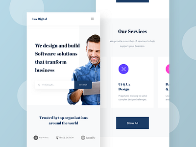 SAAS Agency Landing Page - Mobile responsive design app design design design agency digital agency ios app minimal mobile mobile friendly mobile responsive modern responsive design responsive web design services software company typography web app web design