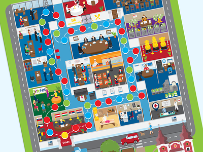 Boardgame for the bank game art gamification illustration