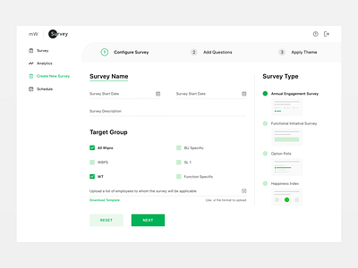 Create New Survey | Web App design flat minimal product design survey ui ux web