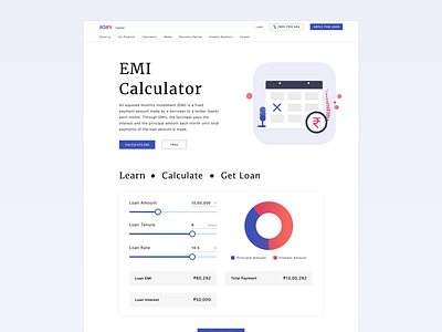 Adani Capital EMI Calculator | Website flat minimal ui ux web website