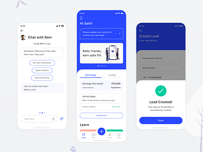 Creating Leads for Lending | Mobile App app chatbot lending minimal mobile product design ui ux