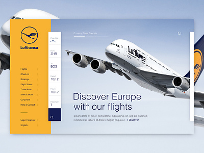 Lufthansa Homepage Concept airline airplane design desktop homepage image layout lufthansa responsive search