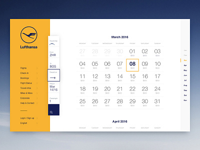 Lufthansa Concept Calendar airline aviation calendar concept dates destinations fly grid locations lufthansa search travel