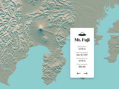Mount Fuji, Japan cartography colors custom map design fuji japan map mount fuji mountain sea terrain volcano