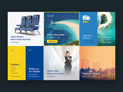 Grid with Promotions and Infos airlines design flight grid intro promotion travel