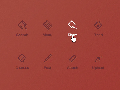 45° Icons icons collection photoshop vector search share read discuss post attach upload menu navigation