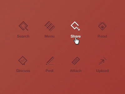 45° Icons attach collection discuss icons menu navigation photoshop post read search share upload vector