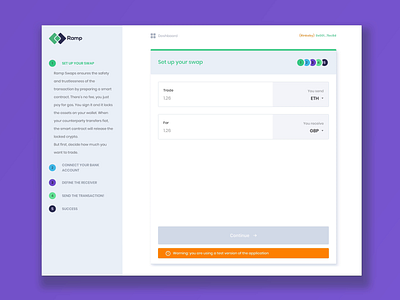 Ramp Swaps Interface banking blockchain design ether ethereum fintech product product design tokens ui ux