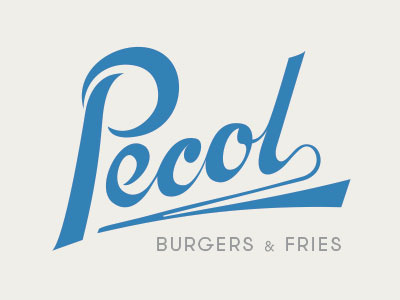Pecol burgers logotype restaurant spencerian