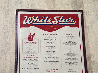 White Star Menu design menu