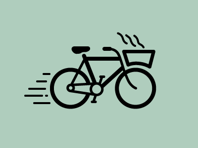 pizza delivery bike bike graphic icon linear logo pizza vector