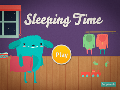 Sleeping Time App app entry screen game illustration interface ios ipad app kids monster play sleeping ui