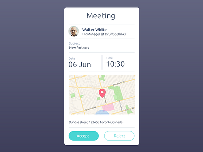 Meeting Invitation Pop Up app card flat gradient invitation invite ios map meeting mobile