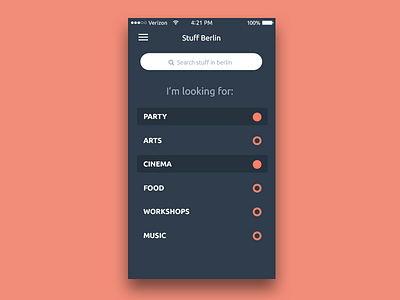 Search Events app berlin design filters interface ios mobile search sketch ui user