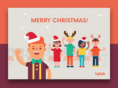 Uplink Xmas Postcard christmas design e card flat hello illustration people postcard uplink vector waving xmas