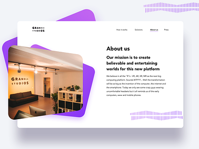 About us Page about us clean company desktop gradient granolastudios landing page landing page minimal page pattern team ui ux virtual reality web webpage website