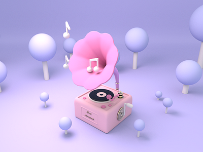 This is a gramophone 3d c4d gramophone music
