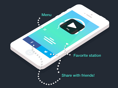 JustFM! Welcome Guide_update app flat function guide illustration ios7 itunes music player radio spotify welcome