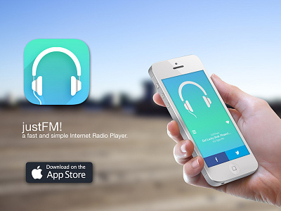 New Site app appstore flat icon ios ipad iphone justfm music player radio ui