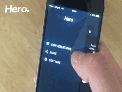 Hero invite screen app app store chat gif hero invite london messenger social