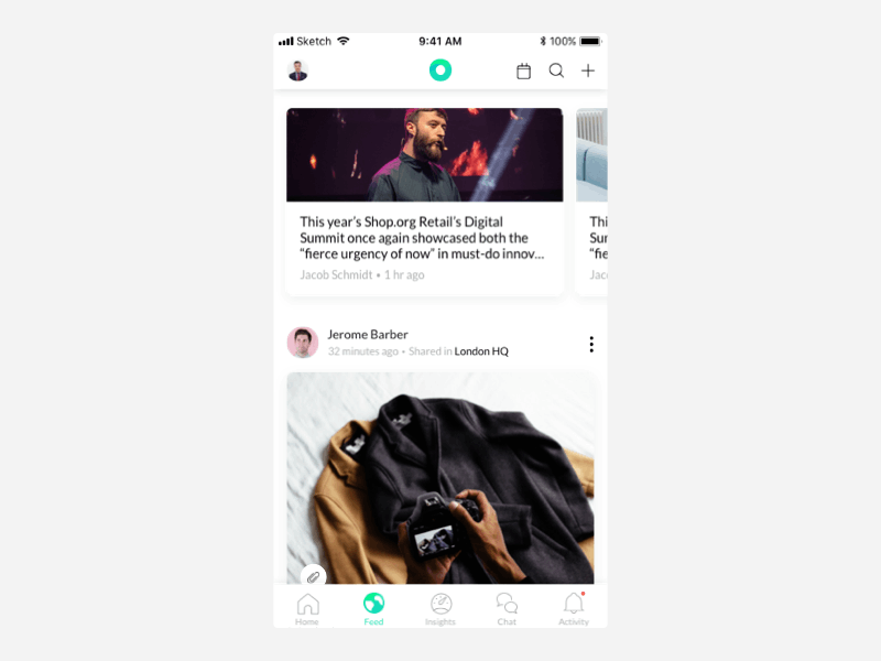 Featured post interaction design feed gif interaction operations post principle principleapp sketch swipe yoobic