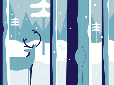 Winter Vibez landscape minimalistic reindeer snow snowflake trees vector vector illustration white winter
